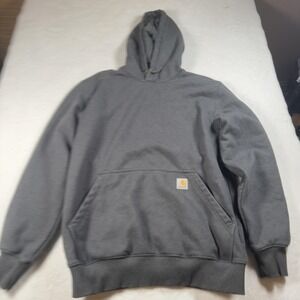 Carhartt Hoodie Mens Medium Gray Rain Defender Fleece Pullover Loose Workwear